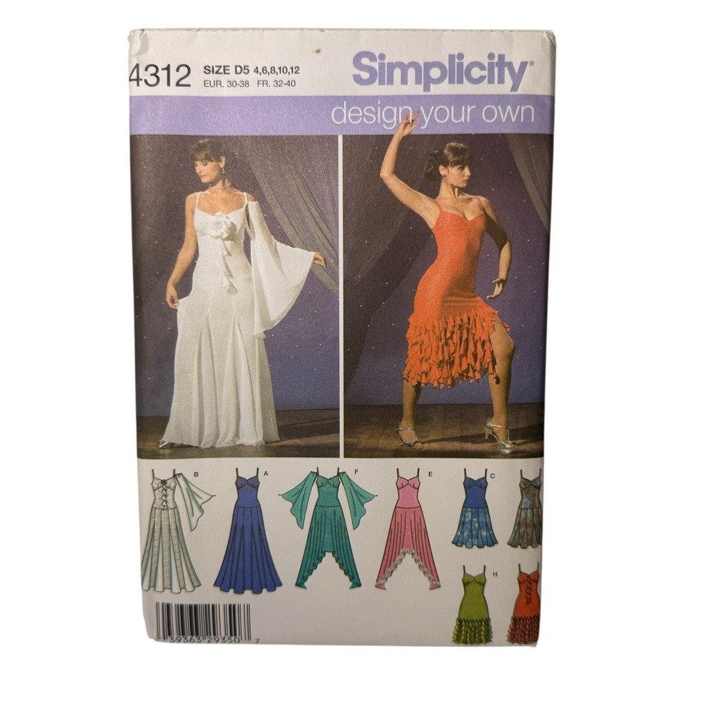 Simplicity - 4312‎ - Design Your Own Dance Dress - Misses Size 4-12 UNCUT
